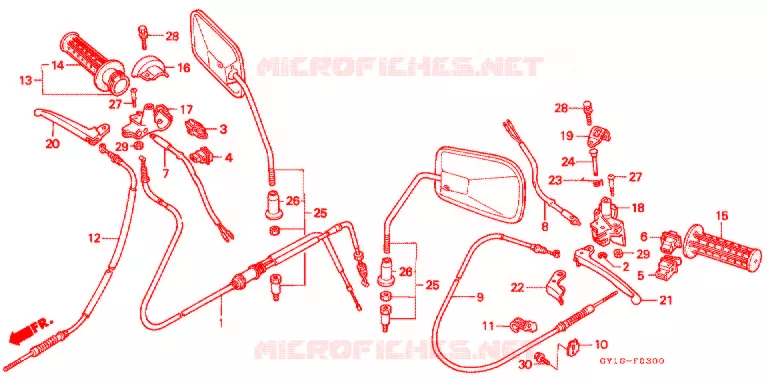 LEVIER DE GUIDON - CABLE - COMMODO Honda SCOOTER 50 VISION 1994  SA502R