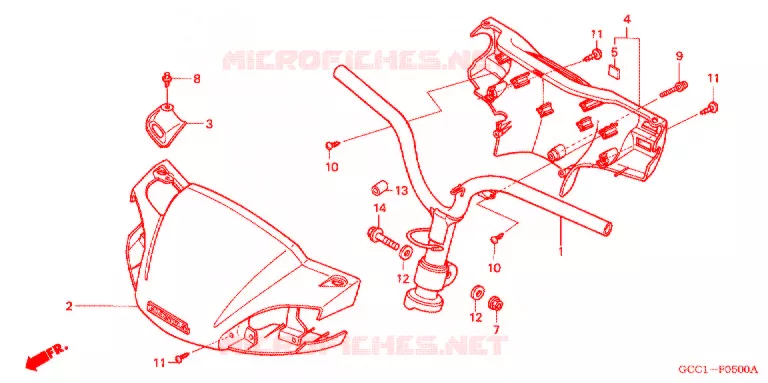 GUIDON - CARENAGE Honda SCOOTER 100 SPACY 2003  SCR100WH3