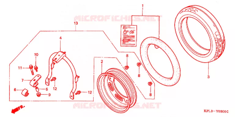 ENSEMBLE ROUE DE SECOURS Honda SCOOTER 100 ACTIVA 2004  SCV100CM2
