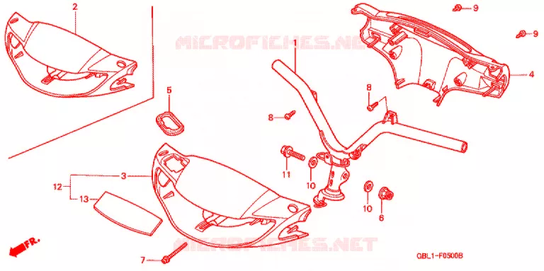 GUIDON - CARENAGE (1) Honda SCOOTER 50 DIO 1995  SK50MS