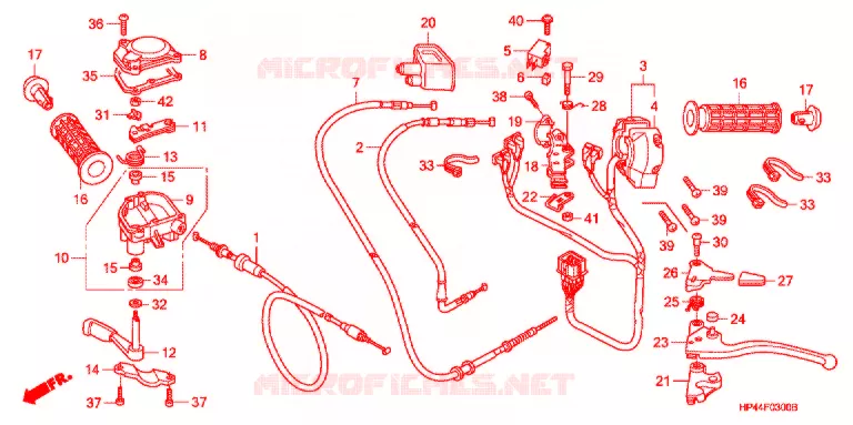 LEVIER DE GUIDON - CABLE - COMMODO Honda ATV 420 FOURTRAX 2008  TRX420FM8