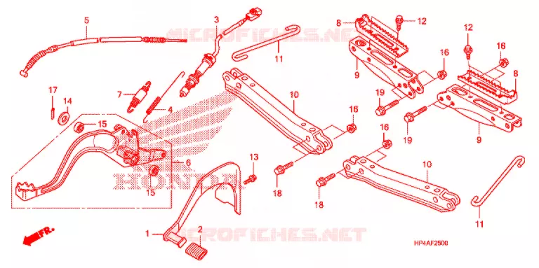 PEDALE - REPOSE PIED Honda ATV 420 FOURTRAX 2009  TRX420FM9
