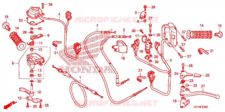 LEVIER DE GUIDON - CABLE - COMMODO Honda ATV 420 FOURTRAX 2010  TRX420FPAA