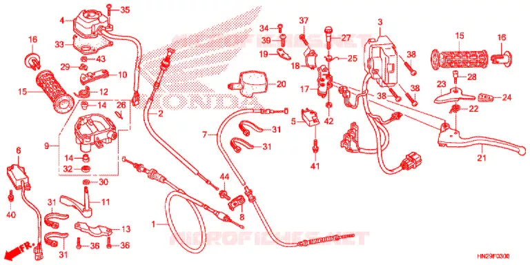 LEVIER DE GUIDON - CABLE - COMMODO Honda ATV 500 FOURTRAX 2012  TRX500FAC