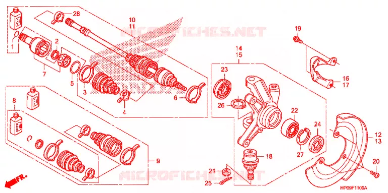 ARBRE DE ROUE  Honda ATV 500 FOURTRAX 2009  TRX500FM9