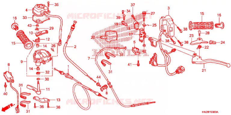 LEVIER DE GUIDON - CABLE - COMMODO Honda ATV 500 FOURTRAX 2011  TRX500FPAB
