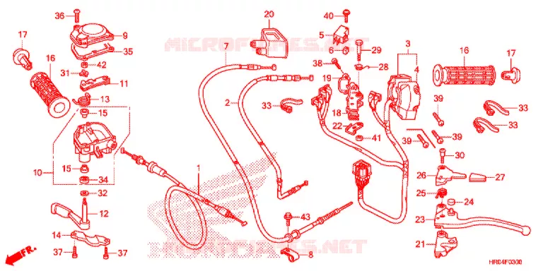 COMMODO - LEVIER - CABLE Honda ATV 500 FOURTRAX 2012  TRX500FPEC