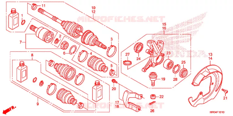 ARBRE DE ROUE AVANT Honda ATV 500 FOURTRAX 2012  TRX500FPEC