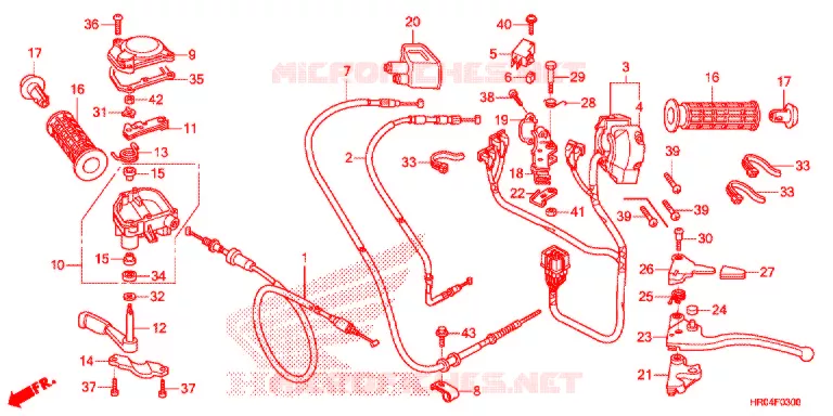 COMMODO - LEVIER - CABLE Honda ATV 500 FOURTRAX 2012  TRX500FPEC