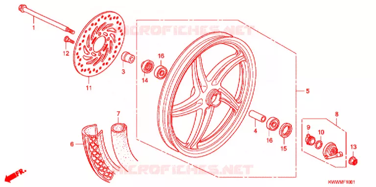 ROUE AVANT (AFX110CS/MCS) Honda MOTO 110 WAVE 2012  AFX110MCSC