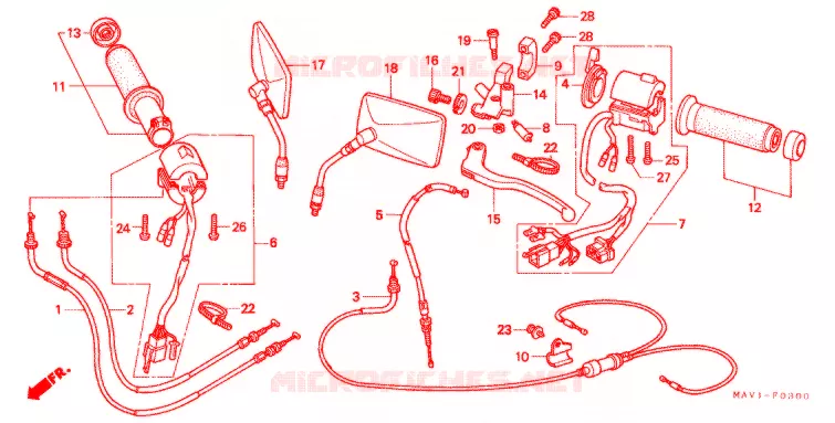 LEVIER DE GUIDON - CABLE - COMMODO Honda MOTO 400 ROADSTAR 1996  VRX400T