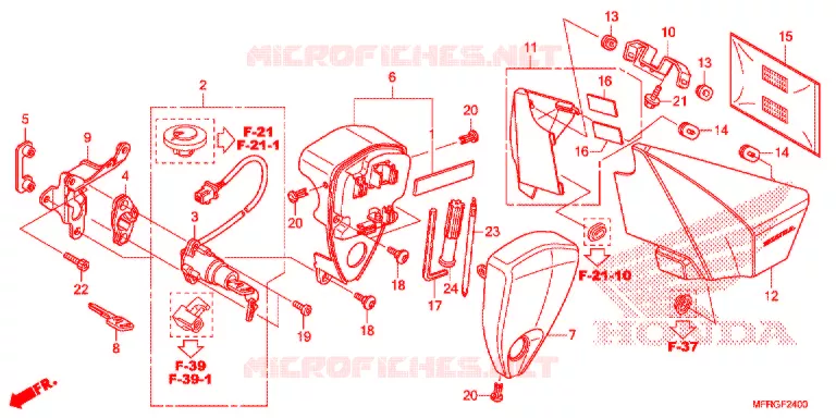 COUVERCLE LATERAL - OUTILS - CONTACTEUR A CLES Honda MOTO 1300 VT 2016  VT1300CRAG