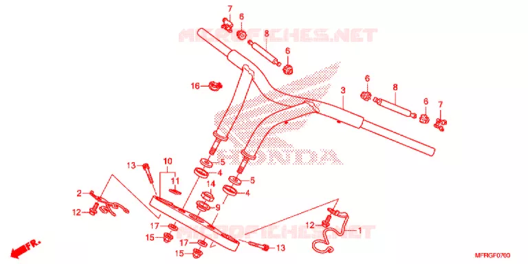 GUIDON - TE DE FOURCHE (VT1300CR/CRA) Honda MOTO 1300 VT 2016  VT1300CRAG
