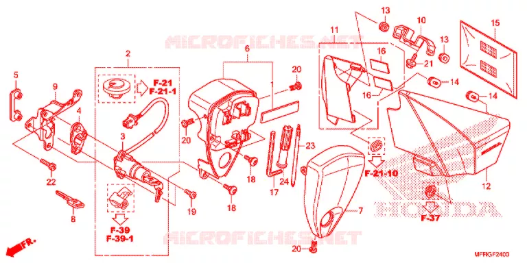 COUVERCLE LATERAL - OUTILS - CONTACTEUR A CLES Honda MOTO 1300 VT 2016  VT1300CRAG