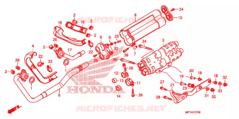 SILENCIEUX D'ECHAPPEMENT Honda MOTO 1300 VT 2011  VT1300CRB_A