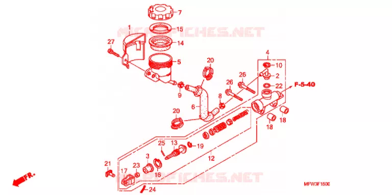 MAITRE-CYLINDRE DE FREIN ARRIERE Honda MOTO 1300 VT 2011  VT1300CSAA