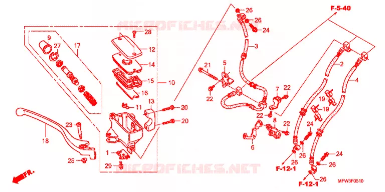MAITRE CYLINDRE DE FREIN AVANT Honda MOTO 1300 VT 2010  VT1300CSAA
