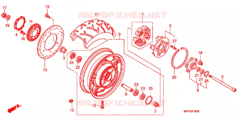ROUE ARRIERE Honda MOTO 1300 VT 2011  VT1300CSAA