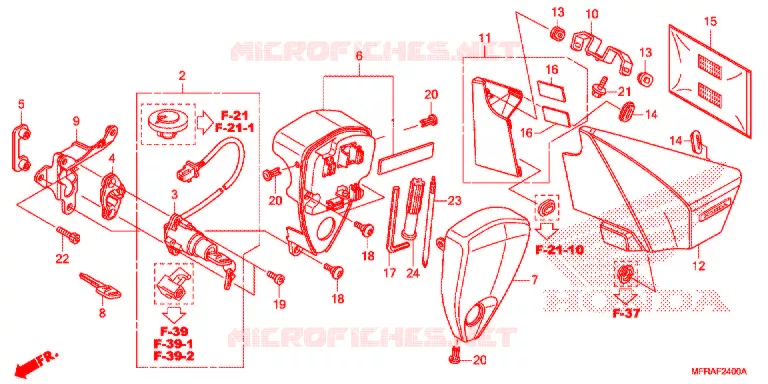 COUVERCLE LATERAL - OUTILS - CONTACTEUR A CLES Honda MOTO 1300 VT 2013  VT1300CSAD