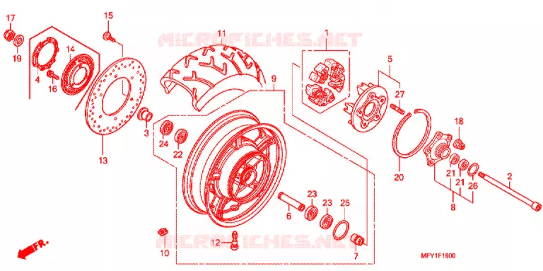 ROUE ARRIERE Honda MOTO 1300 VT 2012  VT1300CSB_J