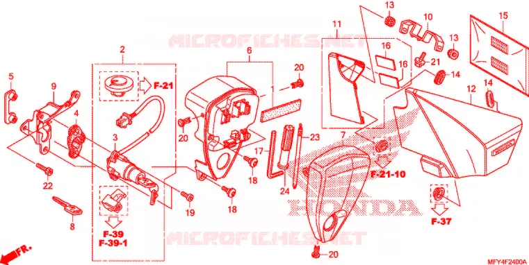 COUVERCLE LATERAL - OUTILS - CONTACTEUR A CLES Honda MOTO 1300 VT 2011  VT1300CTAB