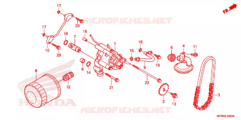 FILTRE A HUILE - POMPE A HUILE Honda MOTO 1300 VT 2013  VT1300CTD