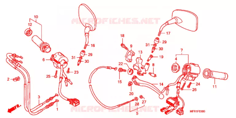 LEVIER DE GUIDON - CABLE - COMMODO Honda MOTO 1300 VT 2010  VT1300CXAA