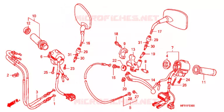 LEVIER DE GUIDON - CABLE - COMMODO Honda MOTO 1300 VT 2017  VT1300CXAF_J