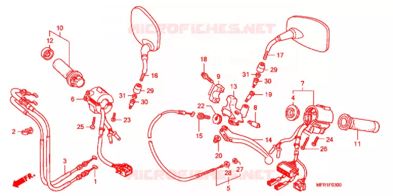 LEVIER DE GUIDON - CABLE - COMMODO Honda MOTO 1300 VT 2014  VT1300CXC