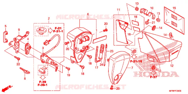COUVERCLE LATERAL - OUTILS - CONTACTEUR A CLES Honda MOTO 1300 VT 2015  VT1300CXF