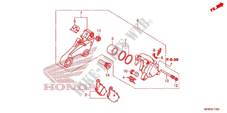 ETRIER DE FREIN ARRIERE (VT1300CR/CX) pour Honda VT 1300 C FURY de 2016