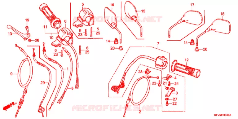 LEVIER DE GUIDON - CABLE - COMMODO Honda MOTO 100 C100 2003  C100M3_MA