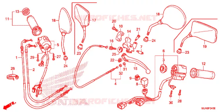 LEVIER DE GUIDON - CABLE - COMMODO Honda MOTO 750 SHADOW 2014  VT750C2BE