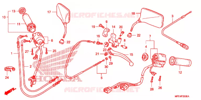 LEVIER DE GUIDON - CABLE - COMMODO Honda MOTO 750 SHADOW 2008  VT750C2F8