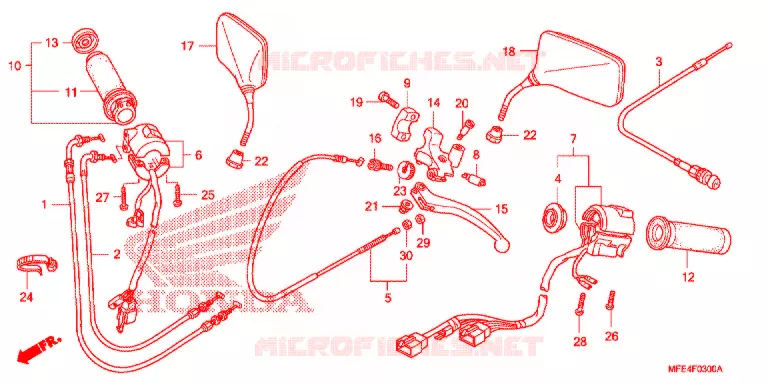 LEVIER DE GUIDON - CABLE - COMMODO Honda MOTO 750 SHADOW 2009  VT750C2F9