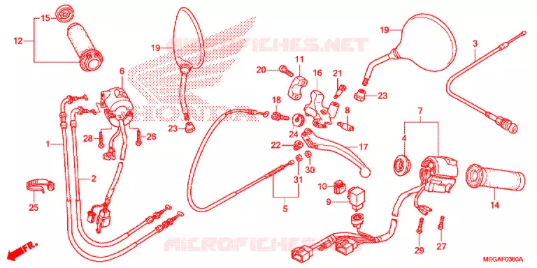 COMMODOS - POIGNEES - CABLES - MIROIR Honda MOTO 750 SHADOW 2009  VT750C9_A