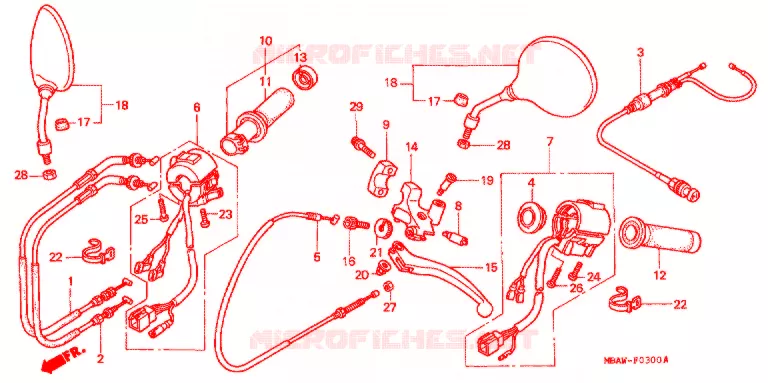 COMMODO - LEVIER - CABLE Honda MOTO 750 SHADOW 1999  VT750CD3X