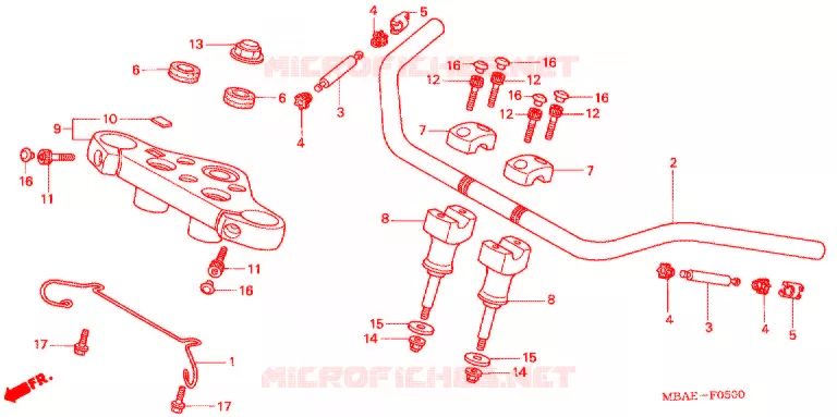 GUIDON - TE DE FOURCHE Honda MOTO 750 SHADOW 2002  VT750CDD2