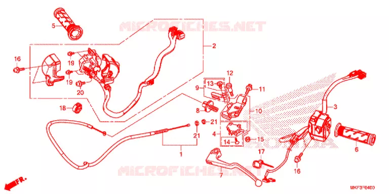LEVIER DE GUIDON - CABLE - COMMODO Honda MOTO 1000 CBR 2017  CBR1000RAH