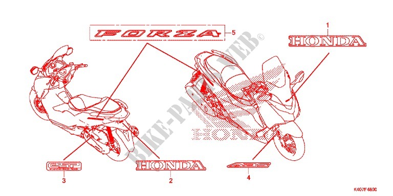 AUTOCOLLANTS pour Honda FORZA 125 de 2017