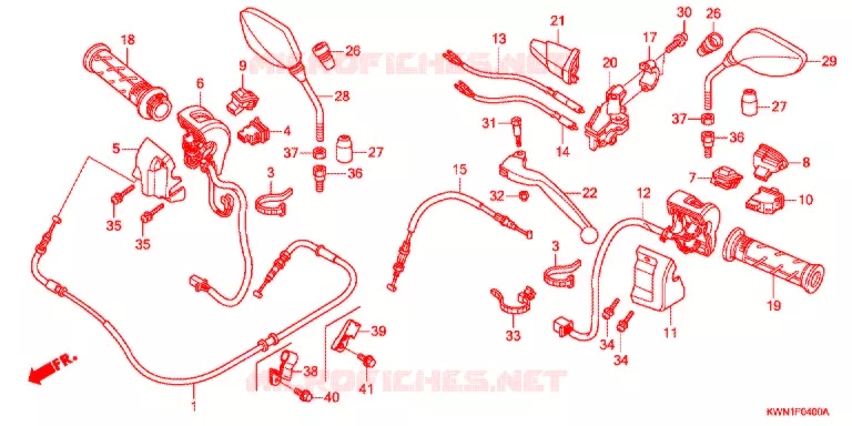 LEVIER DE GUIDON - CABLE - COMMODO Honda SCOOTER 125 PCX 2010  WW125EX2A