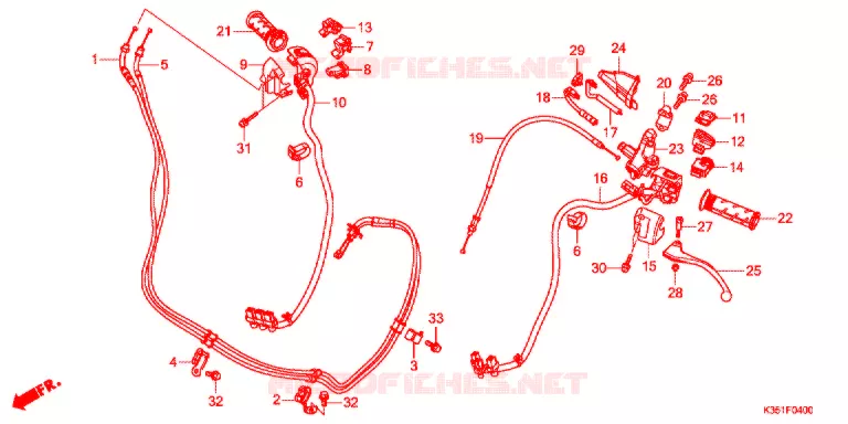 LEVIER DE GUIDON - CABLE - COMMODO Honda ATV 500 FOURTRAX 2017  TRX500FM6H