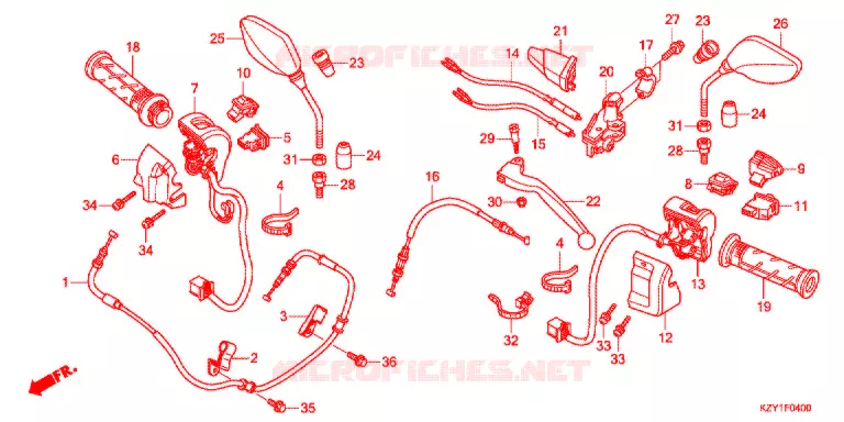 LEVIER DE GUIDON - CABLE - COMMODO Honda SCOOTER 150 PCX 2013  WW150D