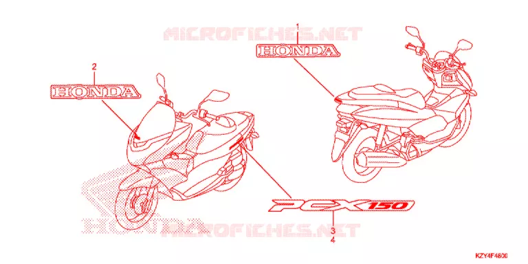 AUTOCOLLANTS Honda SCOOTER 150 PCX 2013  WW150D