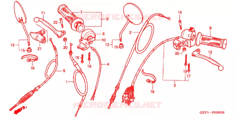 LEVIER DE GUIDON - CABLE - COMMODO Honda MOTO 100 APE 2005  XZ1004_2J