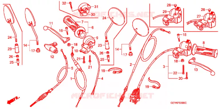 LEVIER DE GUIDON - CABLE - COMMODO Honda MOTO 100 APE 2007  XZ1007_2J