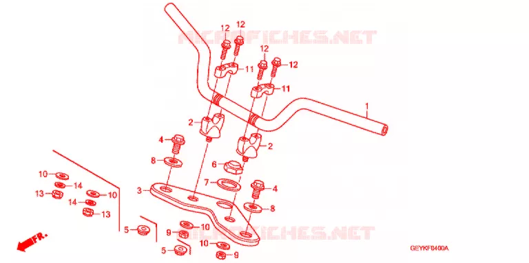 GUIDON - TE DE FOURCHE Honda MOTO 100 APE 2012  XZ1009