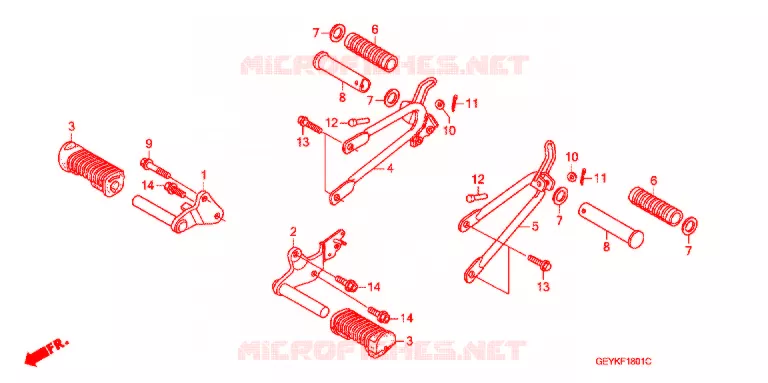 REPOSE PIED (XZ100) Honda MOTO 100 APE 2012  XZ1009_2J