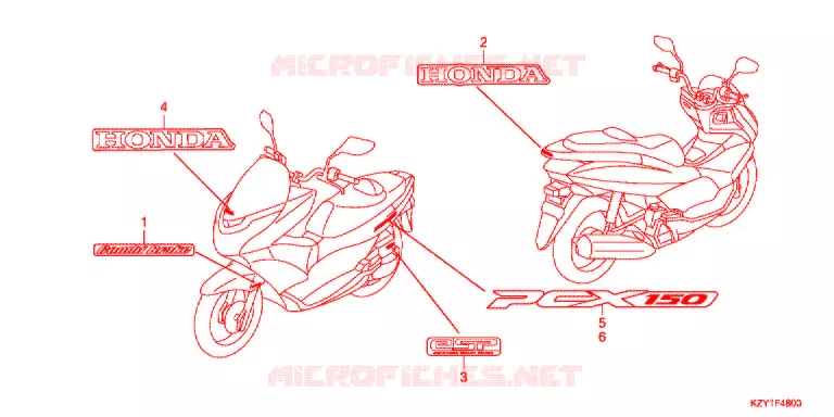 AUTOCOLLANTS Honda SCOOTER 150 PCX 2014  WW150E