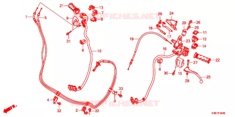 LEVIER DE GUIDON - CABLE - COMMODO Honda SCOOTER 150 PCX 2016  WW150SH
